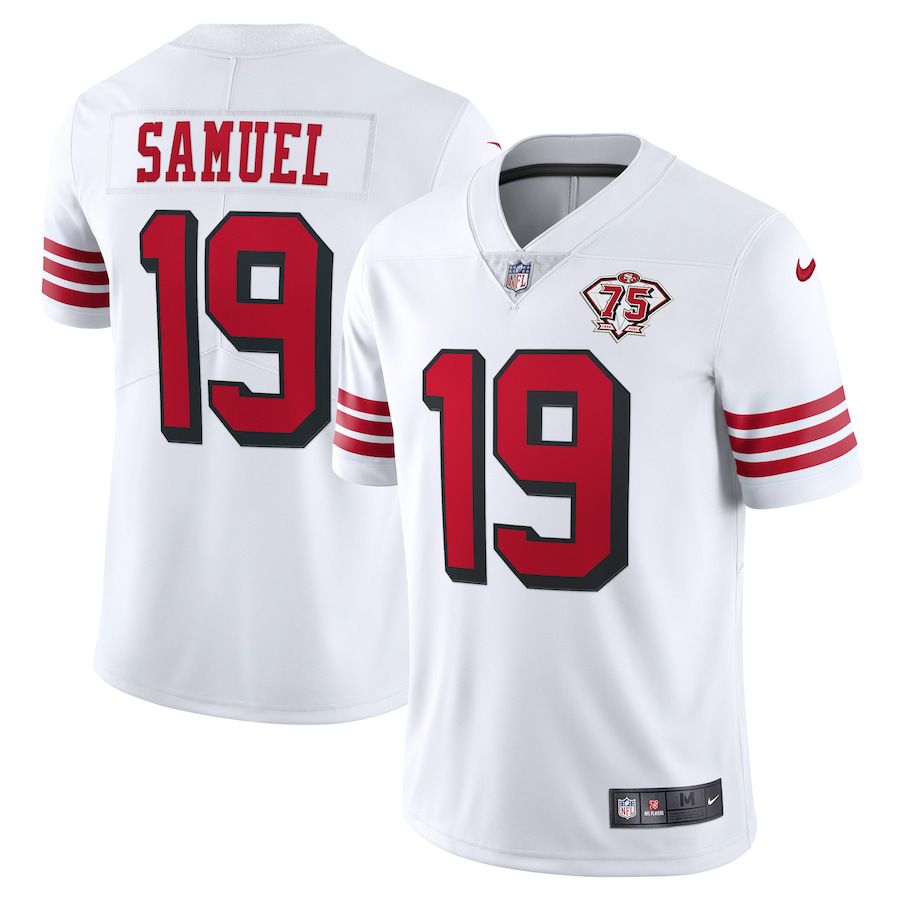 Men San Francisco 49ers #19 Deebo Samuel Nike White 75th Anniversary 2nd Alternate Vapor Limited NFL Jersey